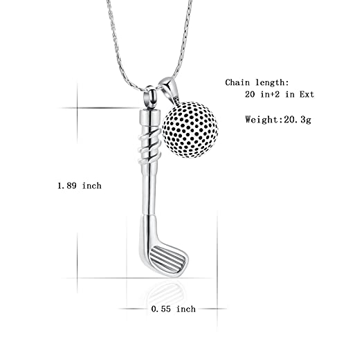 constantlife Cremation Golf Clubs Jewelry for Ashes Urn Necklace Keepsake 316L Stainless Steel Memorial Pendant - color: Golf Ball