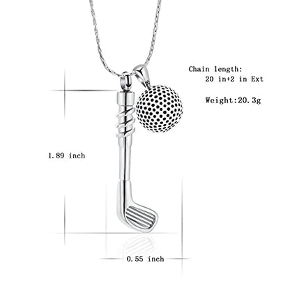 constantlife Cremation Golf Clubs Jewelry for Ashes Urn Necklace Keepsake 316L Stainless Steel Memorial Pendant - color: Golf Ball