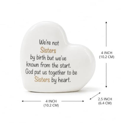 ADAVAS.Y&G Sisters by Heart Ceramic LED Heart Light – Inspirational Christian Gift, Scripture Friendship Love Night Light Décor - color: Sister
