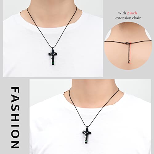 Forever in My Heart Birthstone Personalized Double Cross Urn Pendant Cremation Jewelry for Ashes Cross Ashes Keepsake - color: Green