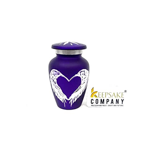 Purple Small Urns for Human Ashes - Angel Wings & Heart Mini Urns - Cremation Keepsakes urns for Ashes - Ash Holders – Urn -ERN - Tiny Urns for Men - Miniature Urn - (Single) - color: Purple