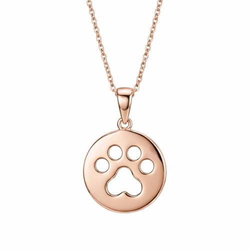 Hawaiian Silver Jewelry 925 Sterling Silver Dog Paw Print Pendant Necklace - style: PVD Rose Gold Plated Sterling Silver