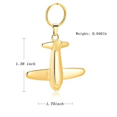 Minicremation Cremation Jewelry Urn Keychain for Ashes Airplane Memorial Urn Pendant for Human Pet's Keepsake Key Chain - color: Gold