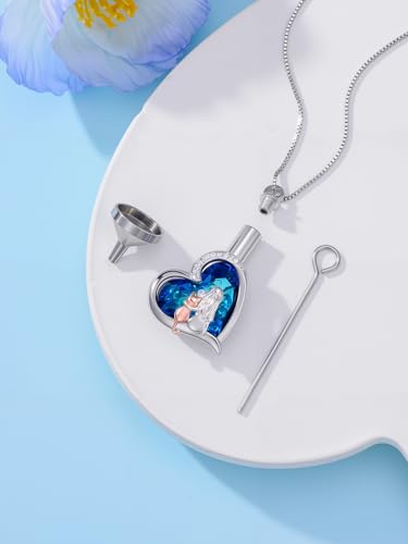 TOUPOP Sterling Silver Urn Necklace for Ashes with Crystal Memorial Keepsake Dragonfly/Butterfly/Cardinal/Cat/Dolphin Cremeation Jewelry Birthday Mothers Day Christmas Gifts for Her Women - style: Cat
