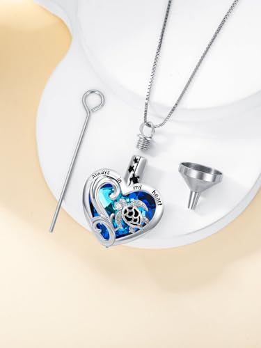 WINNICACA Urn Necklaces for Ashes 925 Sterling Silver Tree of Life Heart Cremation Jewelry for Ashes Jewelry Gifts for Human Ashes Keepsake Memorial Jewelry for Women Men - style: 5-Turtle Urn