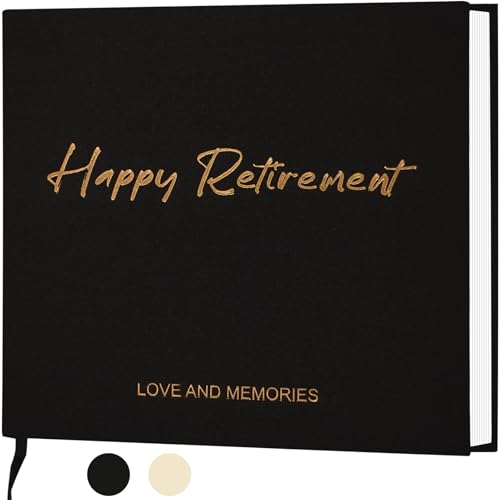Lankaiva Happy Retirement Guest Book - Retirement Gift for Woman and Men - Congratulations Retirement Party Decorations for Colleague and Friend, Photo Retirement Book for Guest to Sign, Black - color: Black
