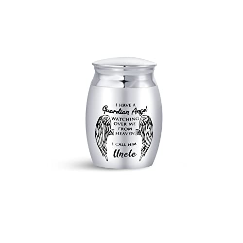 Uncle Mini Cremation Urns for Human Ashes My Guardian Angel for Men Adult Cousin Male Family Memorial Cremation Ashes Keepsake Stainless Steel Funeral - color: "Uncle, My Guardian Angel"