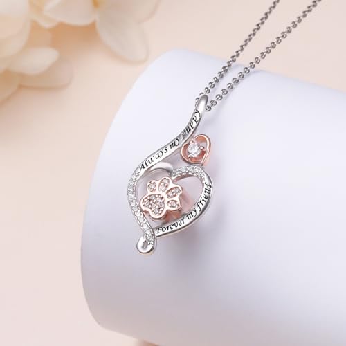 925 Silver Paw Print Pet Urn Necklace Cremation Memorial Pendant Jewelry | Pet Loss Keepsake Necklace Complete With Filling Kit,Sympathy Gift For Dog Cat Owners Grief Commemoration & Pet Tribute