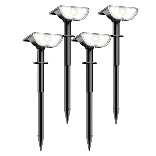 RUIKORING 73 LED Solar Spot Lights Outdoor Waterproof 4 Pack, Cool White | Landscape Spotlights with 3 Brightness Modes, Dusk to Dawn Auto On/Off, 2-in-1 Lights for Yard, Garden, Trees & Pathway - size: 4 Pack