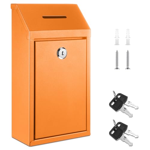 Yaocom Metal Money Box,Orange,10.24 x 5.71 x 2.95 Inch,No Lid - color: Orange, size: 10.24 x 5.71 x 2.95 Inch, style: No Lid