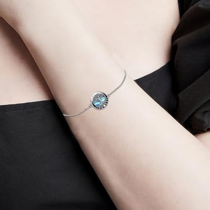 Sunflower/Tree of Life Urn Bracelet for Ashes 925 Sterling Silver Sunflower/Tree of Life Cremation Keepsake Pendant Locket Bracelet for Women Mom - style: Moon Phase Tree of Life