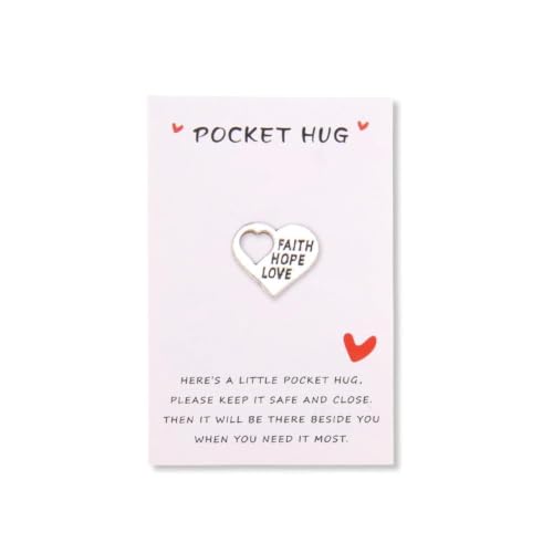 Faith Hope Love Heart Pocket Charm With Greeting Card Pocket Hug Token Gift | Encouragement Pocket Coin, Sympathy Remembrance Gift Cheer Up Motivational Tiny Pocket Token, Bereavement Comfort Gift Ideas - color: Faith Hope Love Heart Pocket