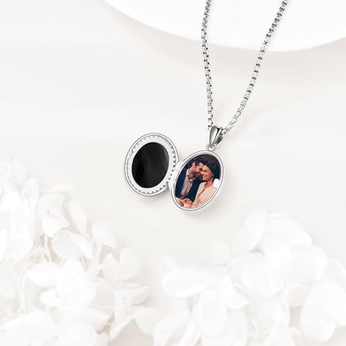 ONEFINITY Locket Necklace Photo Necklace Memorial Jewelry Gifts for Women Mom Wife - color: Black Onyx