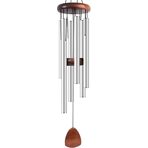 Bursvik 37" Aluminum Wind Chimes for Outside (Silver), Patio Zen Decor Gift - color: Silver, size: Classic 37"