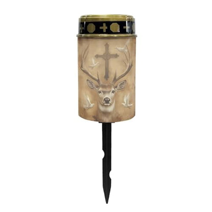 Poceacles Solar Outdoor Lights Solar Grave Lights Solar Cemetery Candles LED Automatic Flameless Candles Cemetery Outdoor Solar Lights for Loss of Dad, Deer Cross Dove of Peace Retro - color: Deer Cross Dove of Peace Retro
