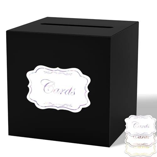 WNINK Black Card Box, Gift Cards Receiving Box for Graduations, Birthdays Party, Wedding Receptions, Bridal & Baby Showers, Retirements, Anniversaries - color: Black