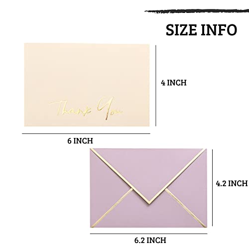 High-end Thank You Cards with Envelopes - 36 PK Heavy-duty Gold Thank You Notes 4x6 Inches Baby Shower Thank You Cards Wedding Thank You Cards Small Business Graduation Funeral Bridal Shower (Dusty Pink)