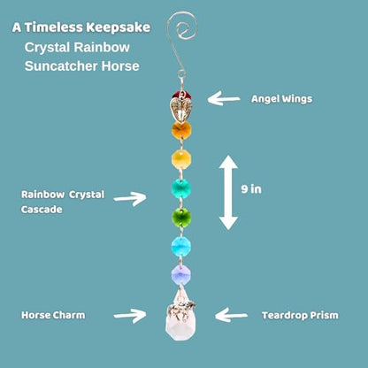 Pet Perennials Horse Suncatcher – Crystal Rainbow Prism with Angel Wings & Charm – Horse Loss Gifts for Window Display – Memorial Ornament for Equine Remembrance & Sympathy