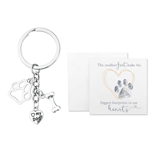 Loss of Dog Memorial Gifts Keychain for Dog Loss Key Chain for Pet Lover Pet Sympathy Gift for Dogs Cards Dogs Loss Bereavement Gifts for Women Men Pets Owners Paw Print Sympathy Keychain