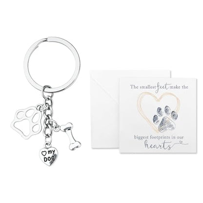 Loss of Dog Memorial Gifts Keychain for Dog Loss Key Chain for Pet Lover Pet Sympathy Gift for Dogs Cards Dogs Loss Bereavement Gifts for Women Men Pets Owners Paw Print Sympathy Keychain