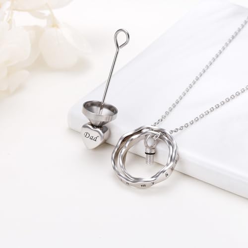 Ladytree 925 Sterling Silver Cremation Urn Necklace for Ashes - style: Circle-Dad
