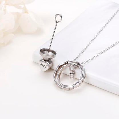 Ladytree 925 Sterling Silver Cremation Urn Necklace for Ashes - style: Circle-Dad