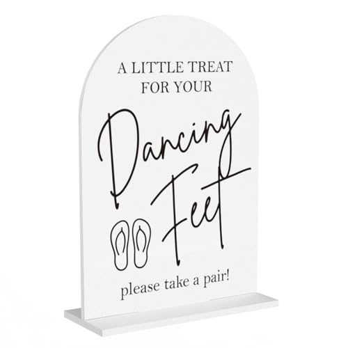Dancing Feet Sign, Wedding Flip Flops Sign, Wedding Engagement Bridal Shower Reception Party Table Desk Acrylic Decor 8 - color: Dancing Feet