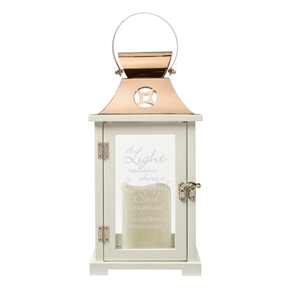 Let's Make Memories Personalized Memorial Lantern - Sympathy - Condolences - LED Candle - Automatic Timer - Wood/Stainless Steel - Copper Finish - A Light Remains - style: A Light Remains