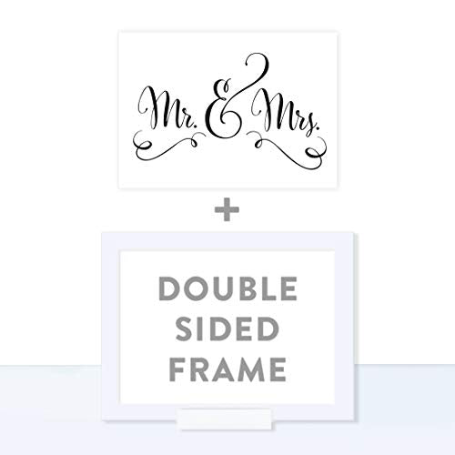 Andaz Press Wedding Framed Party Signs, Formal Black and White, 5x7-inch, Mr. & Mrs., 1-Pack, Includes Frame - color: Couple Mr. & Mrs.