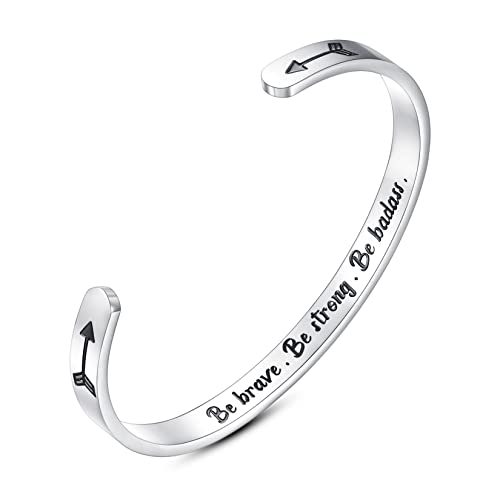 SAM & LORI Personal Bracelets for Teens/Women-Inspirational Jewelry Gifts (Various Designs) for Daughter/Sister/Mom/Friends-Adjustable Bracelet in a Pretty Gift Box - style: 2 Be brave, Be strong, Be badass