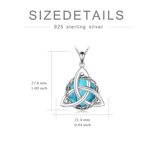 WINNICACA Celtic Knot Necklace 925 Sterling Silver Celtic Pendant Irish Urn Necklace Jewelry Birthday Anniversary Valentine's Day Gifts for Her Women Wife Girlfriend Daughter - style: 1-Celtic Knot Necklace(Turquoise)
