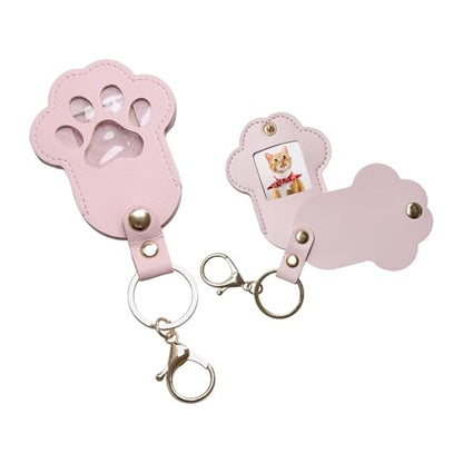 Pet Memorial Keychain Dog Paw Keepsake Photo Holder - color: Pink