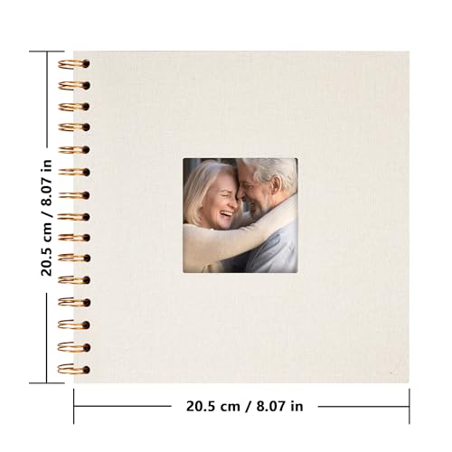 Scrapbook Photo Album, Linen Covered, 8x8 Inches, 20 Sheets/40 Pages | Hardcover Kraft White Pages, Wedding Guest Book, Travel Memory Book, Christmas, Baby Shower Keepsake, Family Album - color: White, size: 8x8 Inch 40 Pages