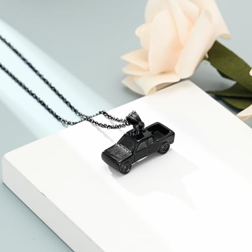 shajwo Pick Up Truck Urn Necklaces for Ashes for Men - color: Black