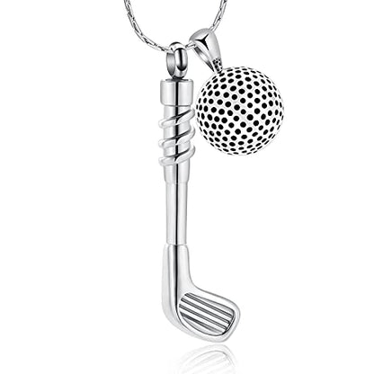 constantlife Cremation Golf Clubs Jewelry for Ashes Urn Necklace Keepsake 316L Stainless Steel Memorial Pendant - color: Golf Ball