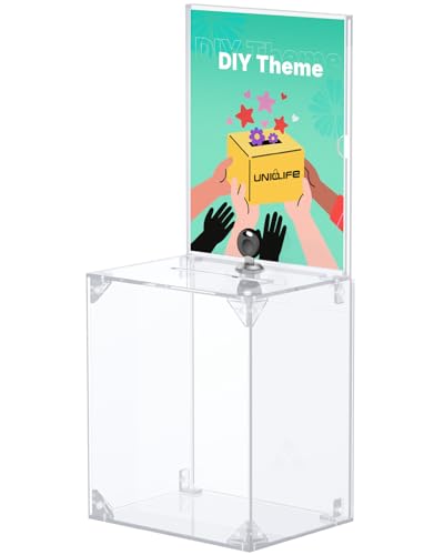 Uniclife 6.7" x 5" x 8" Tall Lockable Transparent Acrylic Donation Box - color: Tall(Assembled Type)