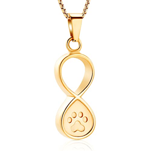 Oinsi Infinity Love Pet Cremation Jewelry for Ashes of Dog/Cat Funeral Keepsake Urn Necklace Pendant Memorial Jewellery - color: A-Gold