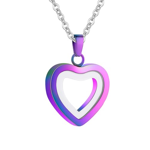 Glass Heart Cremation Urn Necklace for Ashes Stainless Steel Memorial Ash Pendant Keepsake Jewelry Cremation Jewelry for Women - color: Colorful