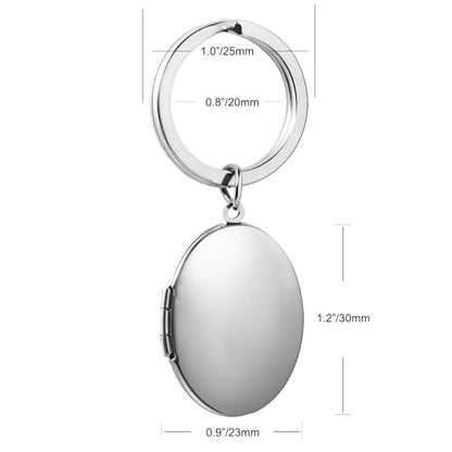 PHOCKSIN Silver Heart Locket Keychains for Women Gold Custom Locket Key Chain Personalized Picture Locket for Birthday Gifts - color: #06 Oval Silver, style: Regular(no Customize)