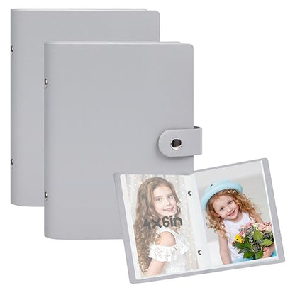 Ruibytree 2 Pack Small Photo Albums 4x6 Pictures, 104 Photos Total, Grey - color: Grey