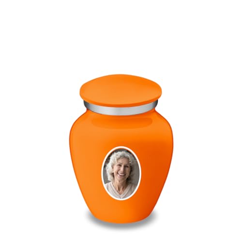 Embrace Keepsake Personalized Picture Cremation Urns for Human Ashes I Burnt Orange Photo Funeral Urn for Men and Women with Double Side Engraving I 3.5 lbs - color: Burnt Orange