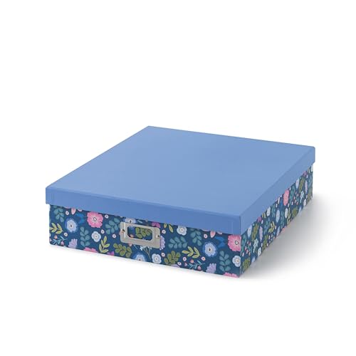 Soul & Lane - Scrapbook Memory Storage Box, 14.8x13x3.7 In, Midnight Bloom | Large Keepsake Organizer with Lid for Photos and Memorabilia, Decorative Scrapbooking Storage for 8.5 x 11 Letter-Size Papers - color: Midnight Bloom
