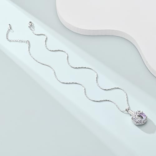 Imrsanl Tree of Life Urn Necklace for Ashes Paw Print Circle of Life Cremation Jewelry Keepsake Pendant Memorial Pet Ashes Holder for Women Men - color: Silver-Purple
