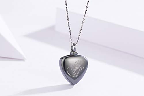 SOULMEET Cremation Jewelry for Ashes, Sterling Silver Urn Necklace for Ashes Women Men, Cherish Memories Cremation Jewelry to Keep Someone Near to You - color: G-Black Guitar