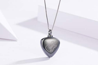 SOULMEET Cremation Jewelry for Ashes, Sterling Silver Urn Necklace for Ashes Women Men, Cherish Memories Cremation Jewelry to Keep Someone Near to You - color: G-Black Guitar
