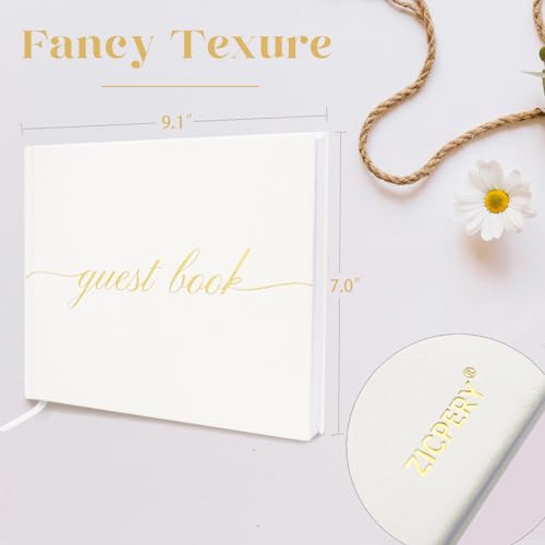 Elegant Wedding Guest Book - Perfect for Wedding Receptions, Baby Showers, Birthdays and Special Events - Polaroid Guest Book with 110 Lined Pages for Sign-in and Photos -Hardcover (White) - color: White