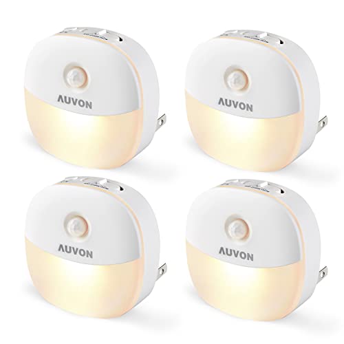 AUVON Plug-in Night Light, Motion Sensor and Dusk to Dawn Sensor, 4 Packs