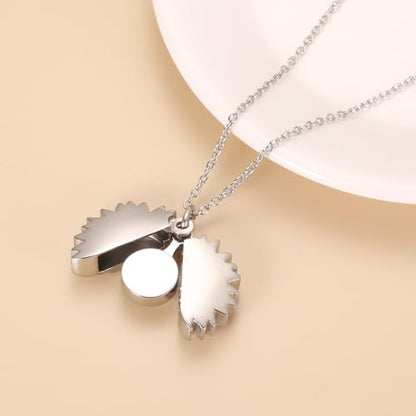 Sunflower Cremation Urn Jewelry For women - color: Silver