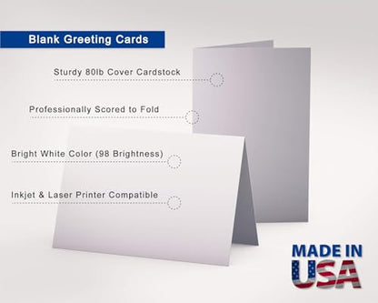 Heavyweight Small Blank Note Cards with Envelopes - 100 Set Pack - Bright White Card Stock For Card Making - size: 100 Cards & Envelopes
