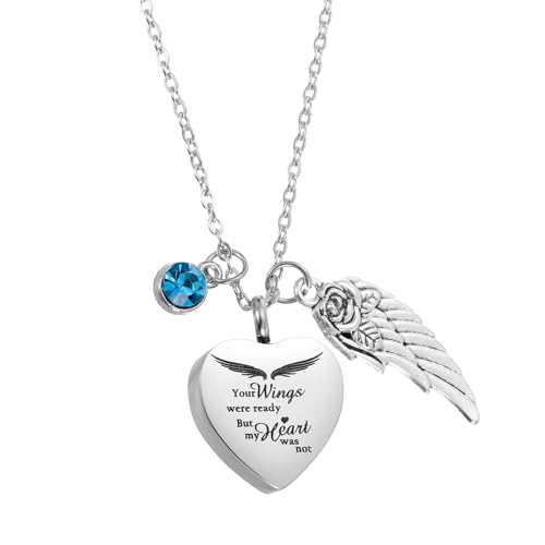uxcell Cremation Necklace for Ashes with Stones, Urn Ash Memorial Cremation Necklaces Waterproof Keepsake Pendant with Funnel Kit for Ashes of Loved Ones, Pet (Blue) - color: Blue
